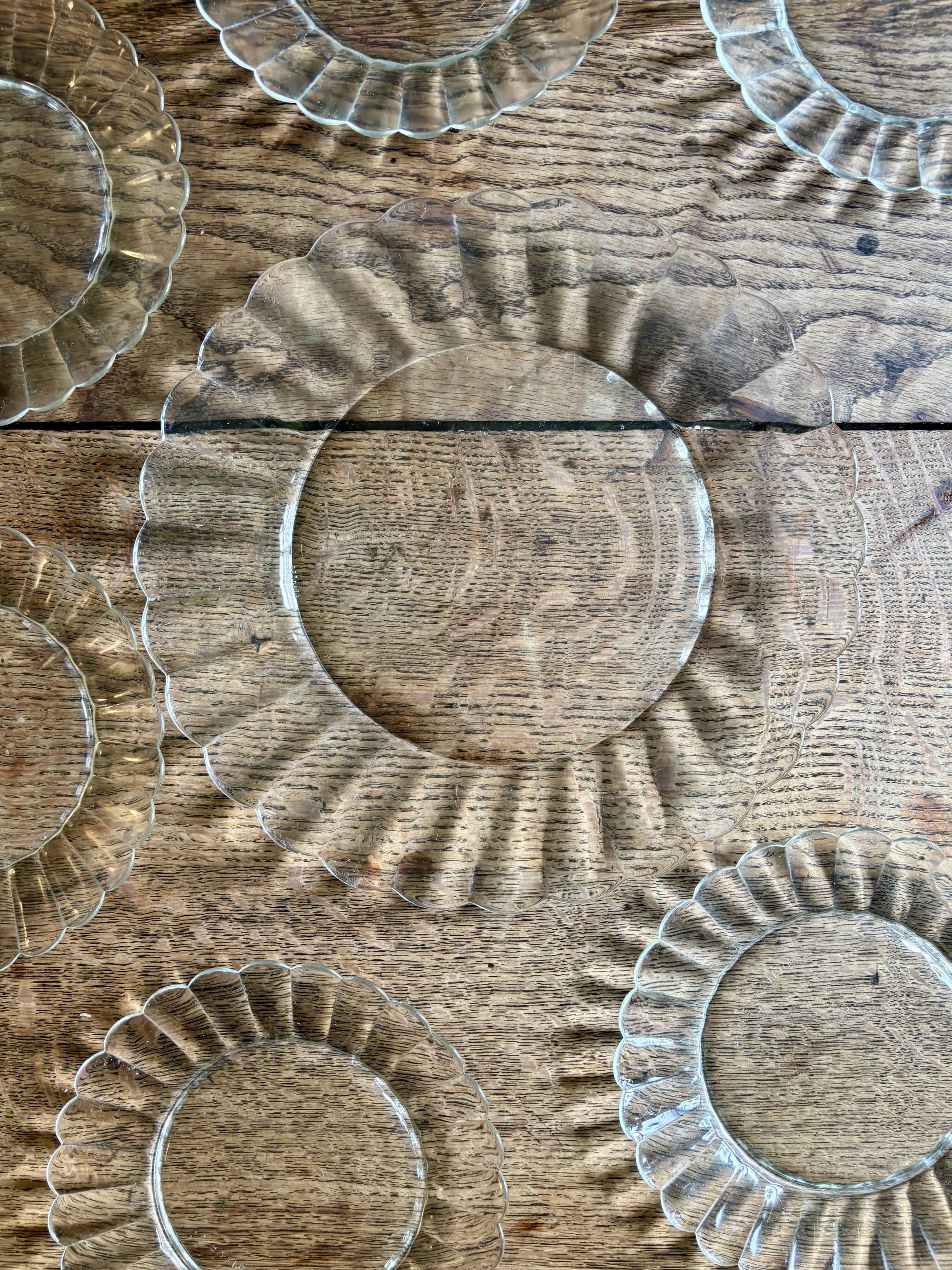 Vintage dessert service in clear glass