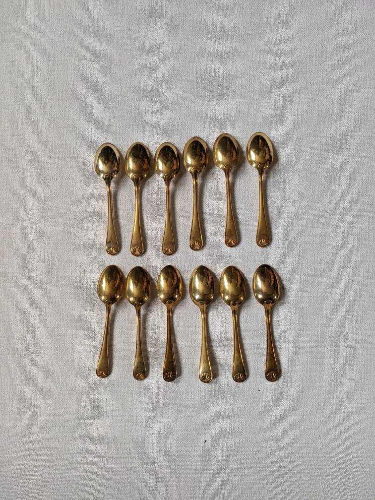 12 Vermeil Mocha Spoons