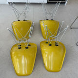 4 chaises jaune citron Eames pied Eiffel base herman Miller