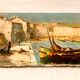 Painting oil HST signed Pierre L Marie Marine View of a South Port of the France 1900