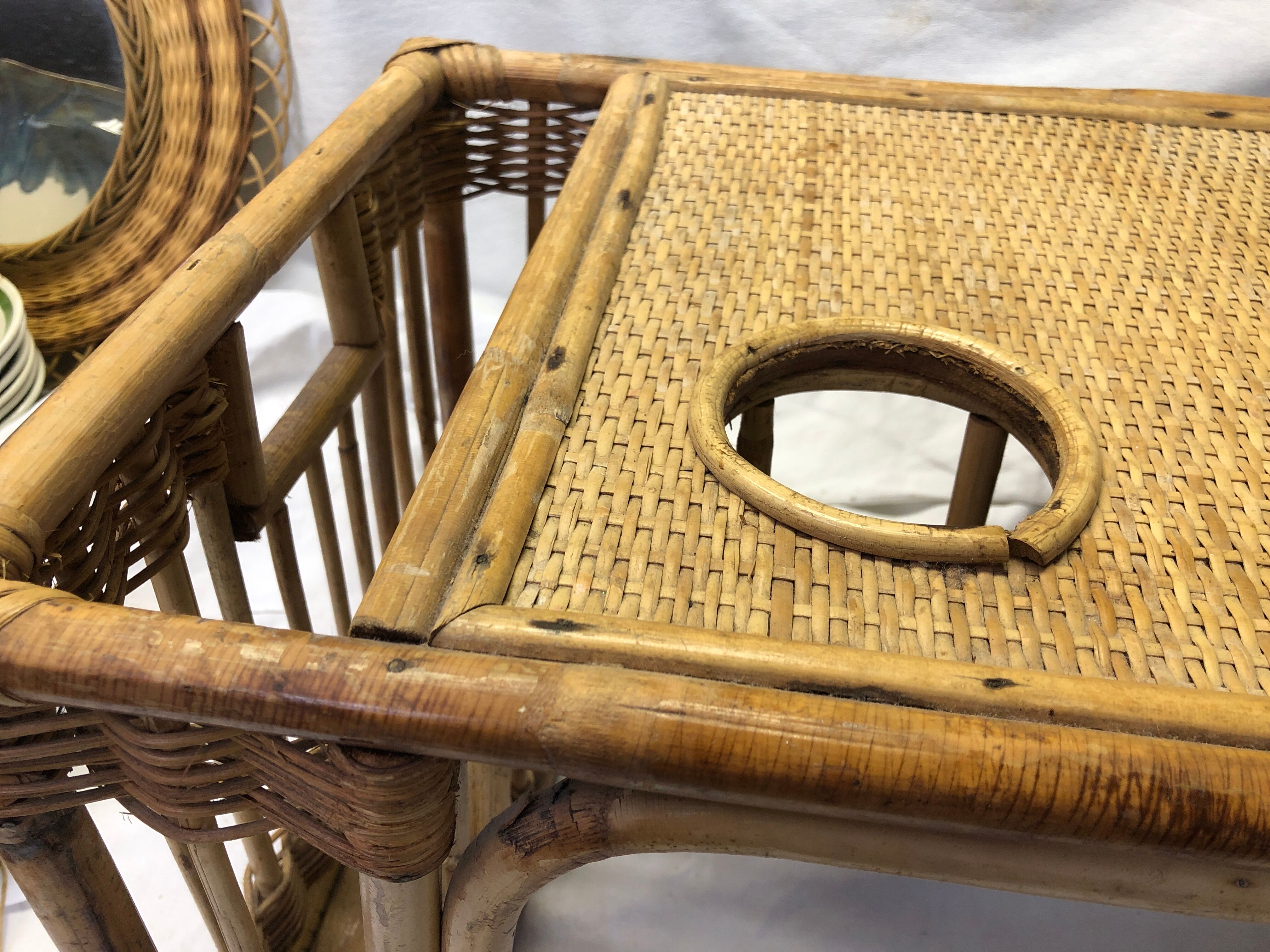 Vintage rattan meal platter