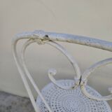 Pair of wrought iron garden chairs, antique manufacture