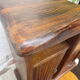 Asymmetrical brutalist furniture in solid elm