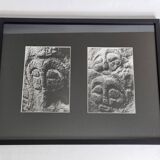 Vintage framed silver prints, petroglyphs of Easter Island, ethnological mission from 1970