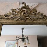 Antique gilded mirror with sculpted pediment – Napoléon III period – 19th century
