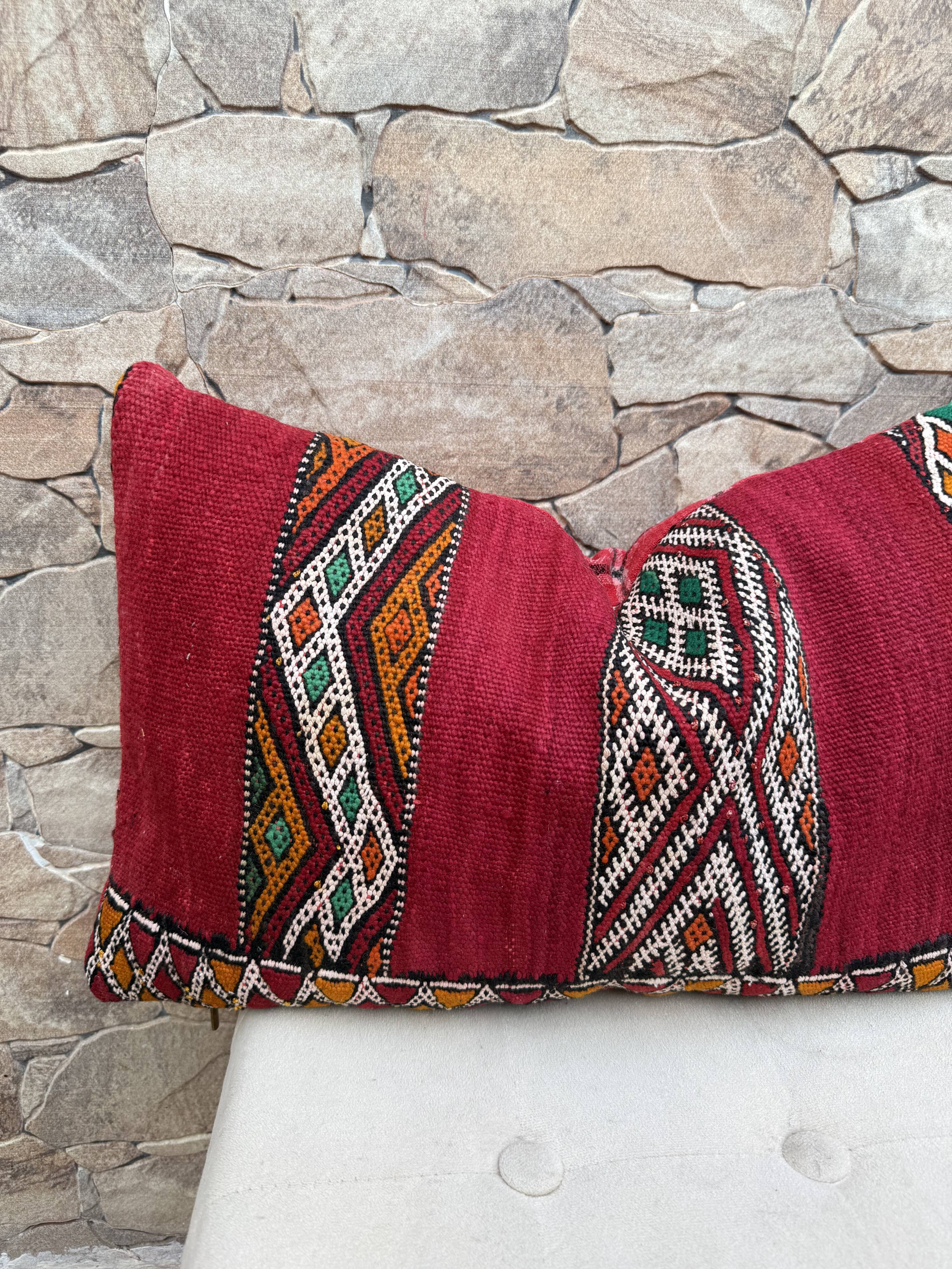 Taie d'oreiller marocaine, housse de coussin berbère, taie d'oreiller tissé