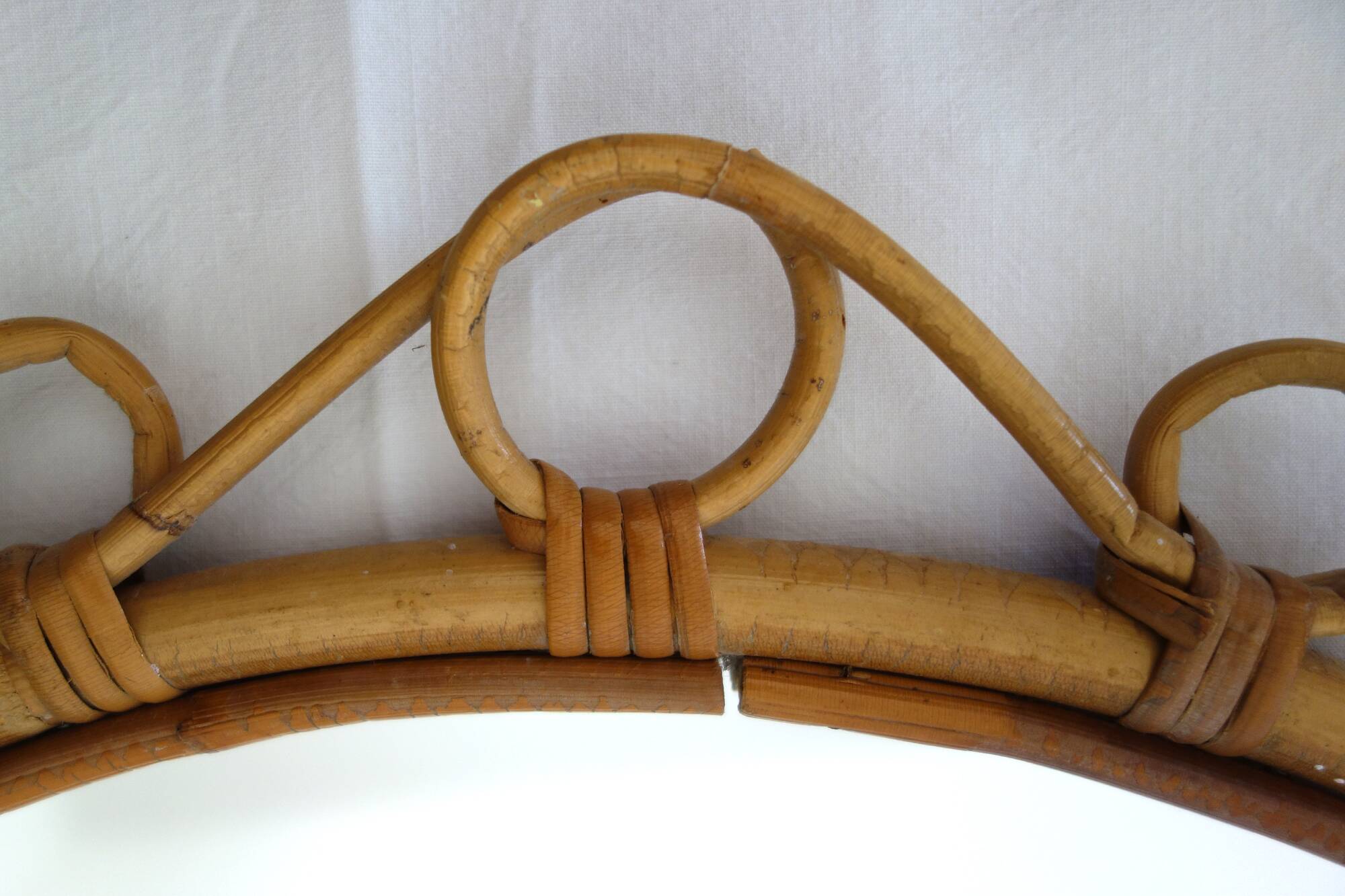 Rare oval bamboo mirror circa 1960