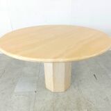Round italian travertine dining table 1970s