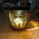 Small vase or amber bubbled glass tealight holder