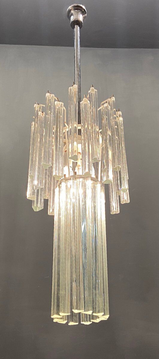 Italian Modernist Murano Glass Prism Chandelier, 1970s