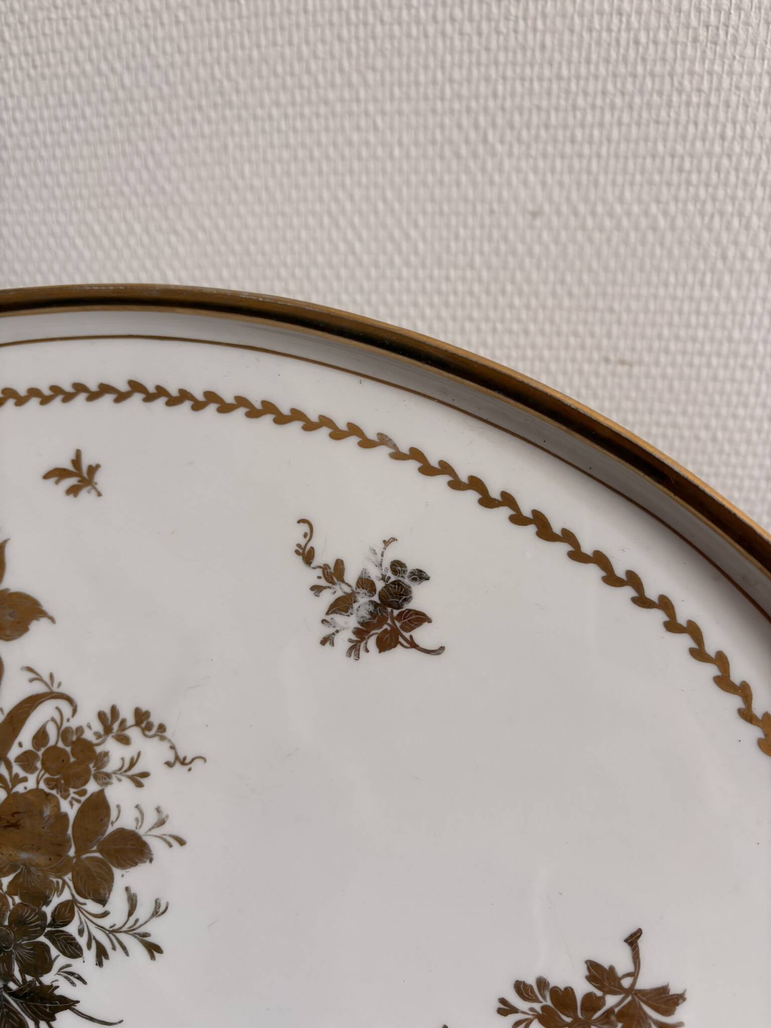 Antique Golden Plate Floral Décor Camaïeu KPM Berlin Royal Manufacture