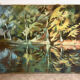 Reflections of trees on the water, oil on canvas signed
