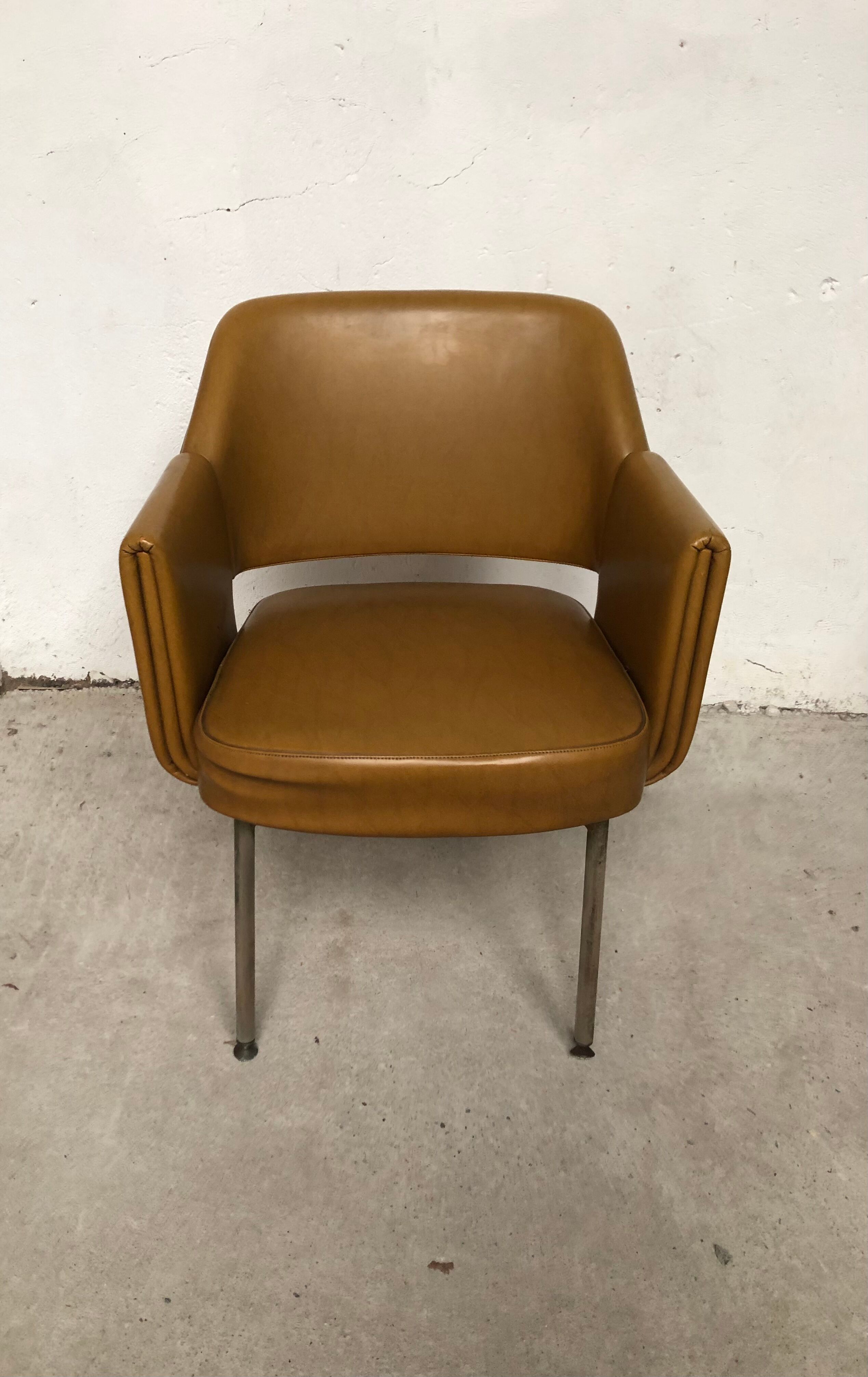 Armchair imitation leather Marc and Pierre Simon for Airborne 60s