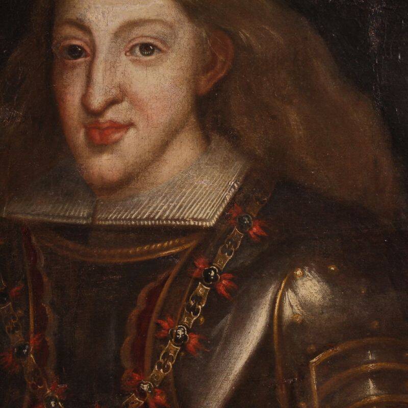 Antique Spanish portrait from the 17th century, Charles II of Spain