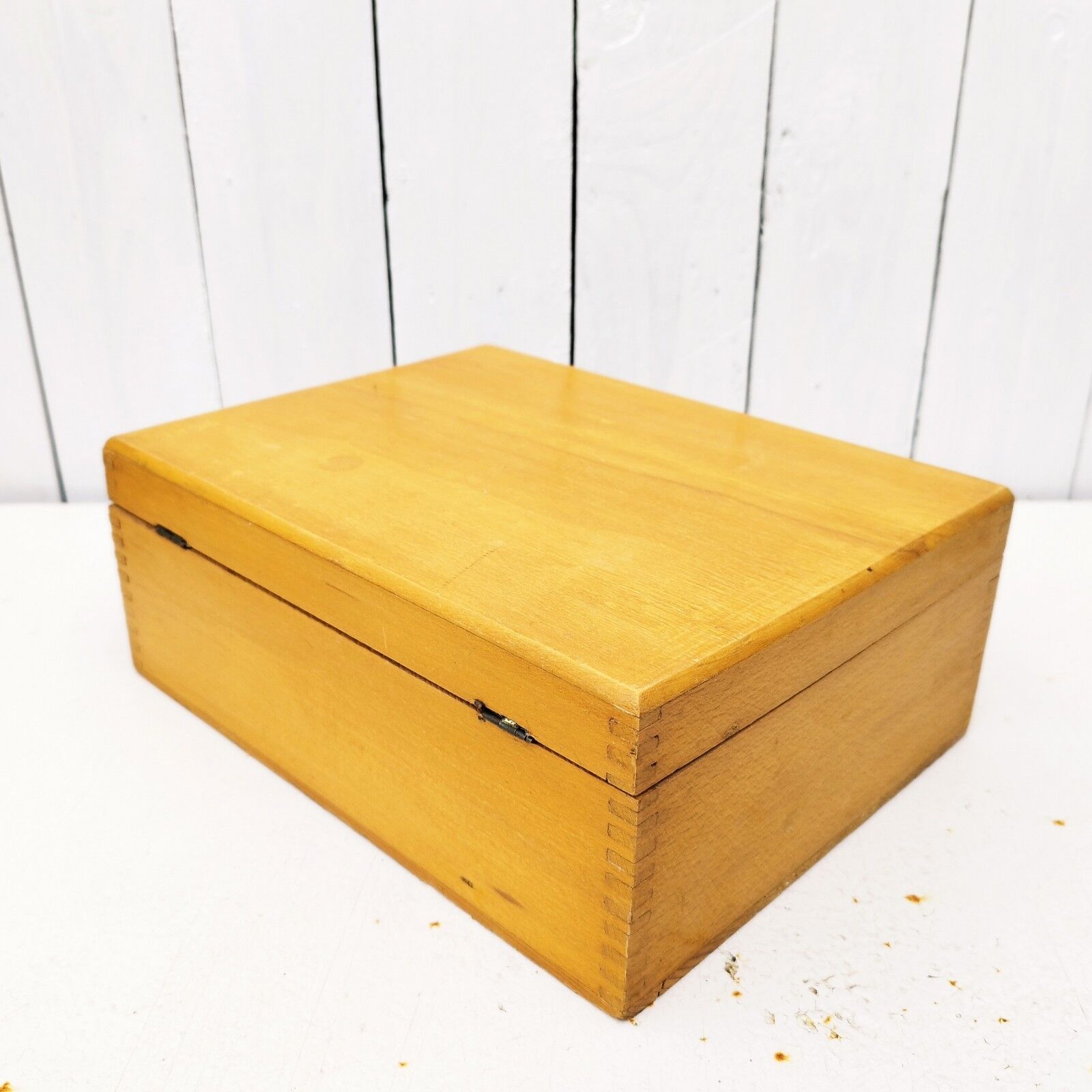 Wooden box varnished vintage storage