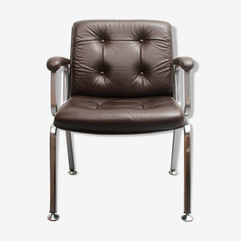 1970s leather chair Drabert darkbrown