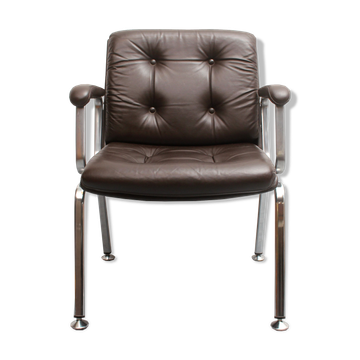 1970s leather chair Drabert darkbrown
