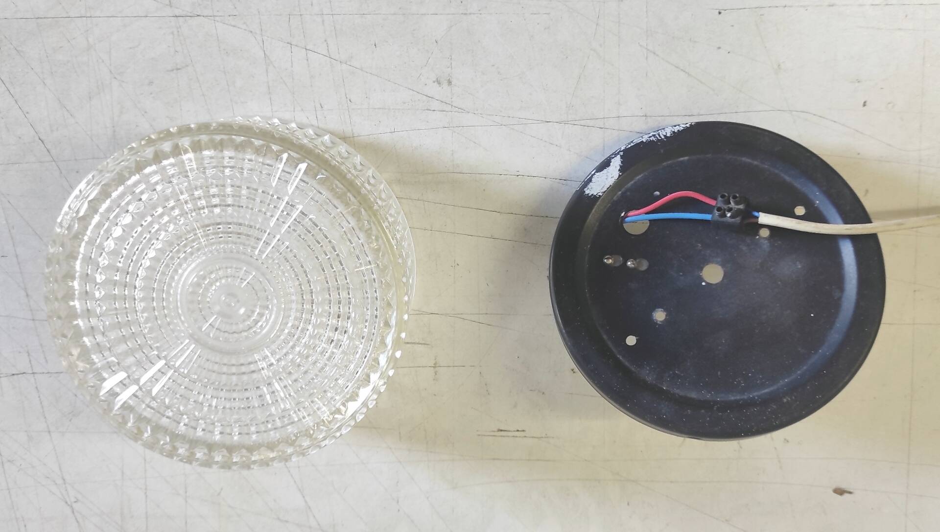 Ceiling light or wall sconce in prismatic glass - mid 20th century.