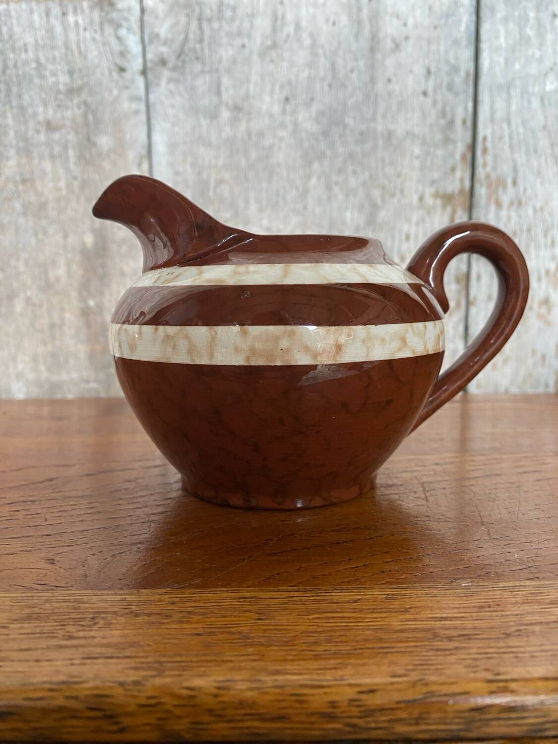 Ancien pot à lait sarreguemines modèle mary céramique marron & blanche