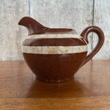 Ancien pot à lait sarreguemines modèle mary céramique marron & blanche