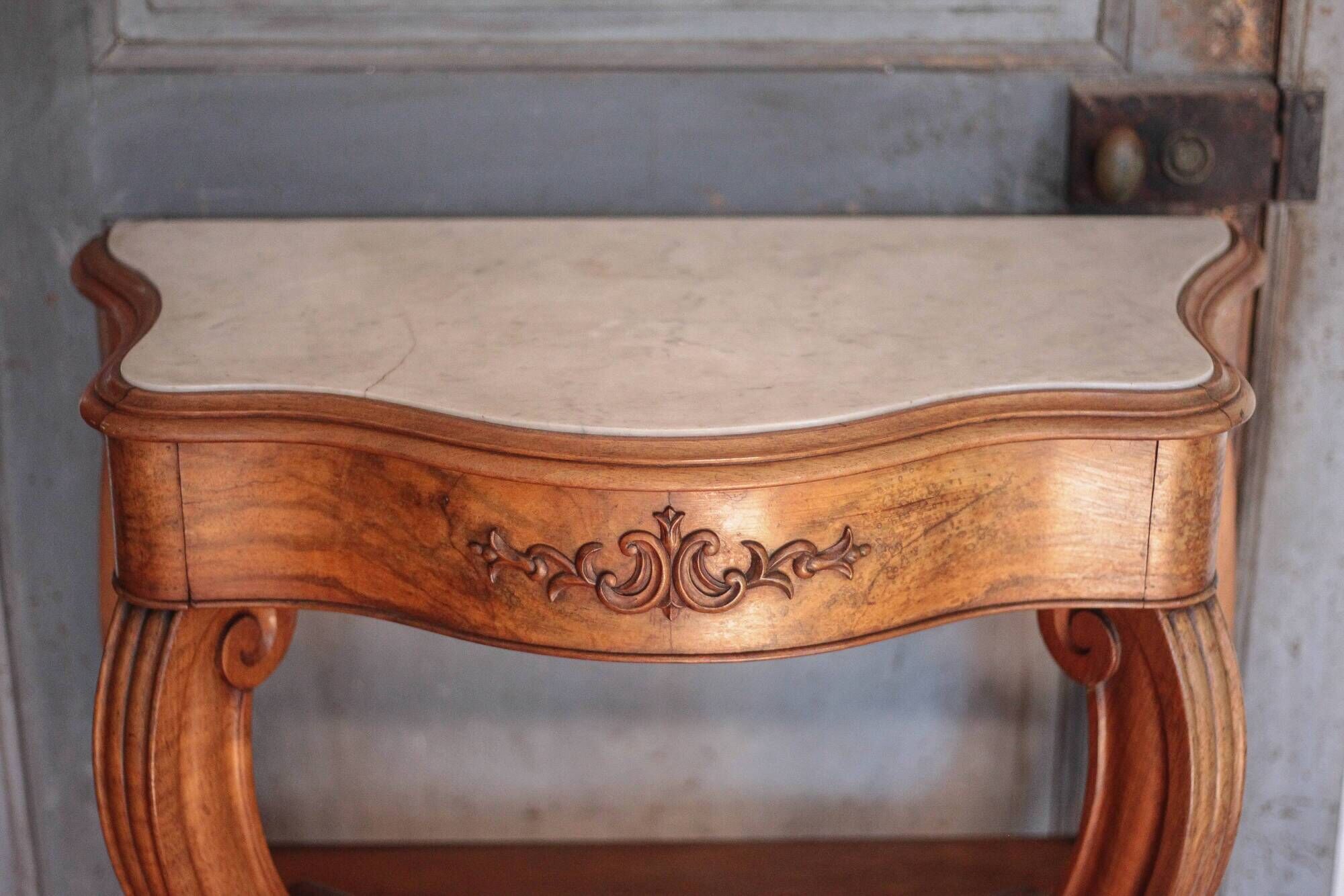 Console bois et marbre époque Louis Philippe, meuble bois, meuble d'entrée