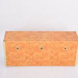 Willy Rizzo Elm Birch Wood and Brass Cabinet Model Alveo for Mario Sabot