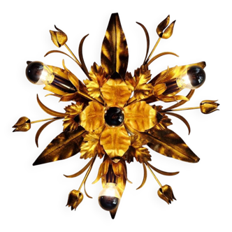 Italian ceiling light in gold-tone metal, 1970s