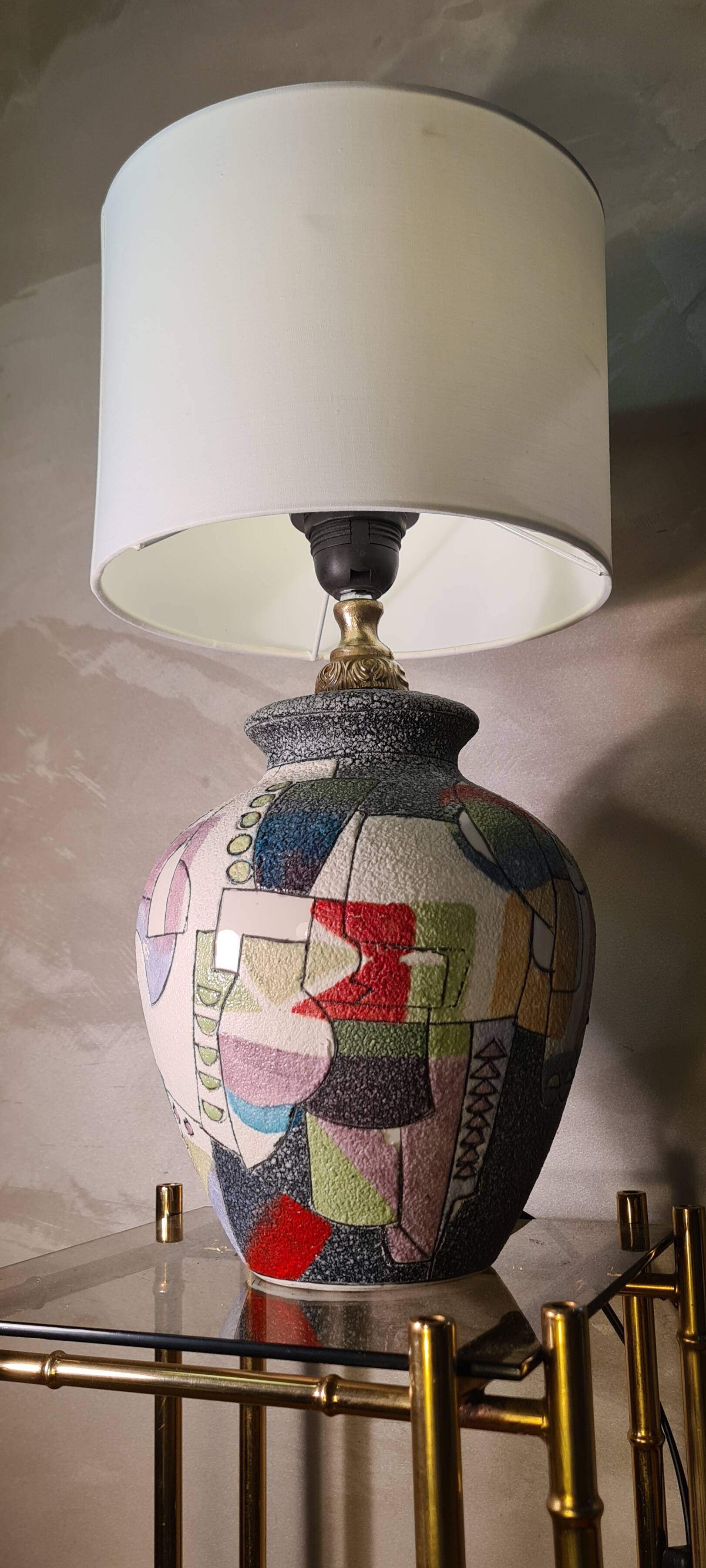 Ceramic lamp geometric cubism pablo style 45x22