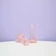Set of 2 pink glass candlesticks