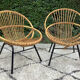 Pair of children's armchairs in rattan from the 1960s.