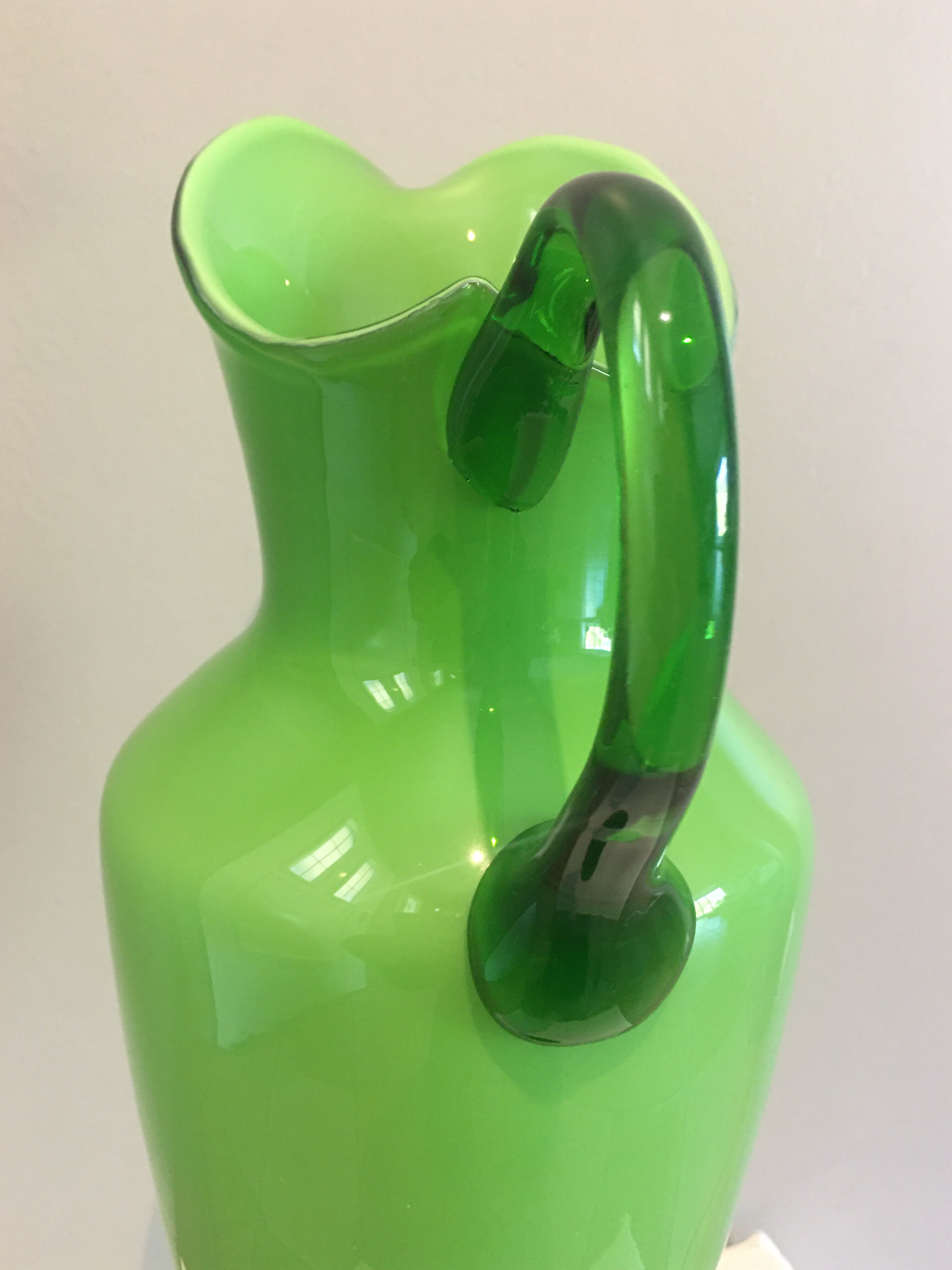Large blown glass ewer