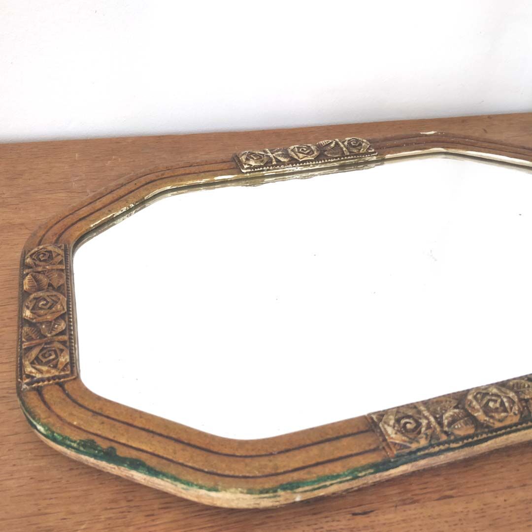 Octagonal art deco mirror 54x36cm