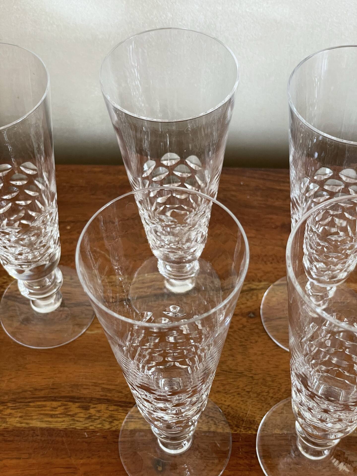 6 crystal champagne flutes