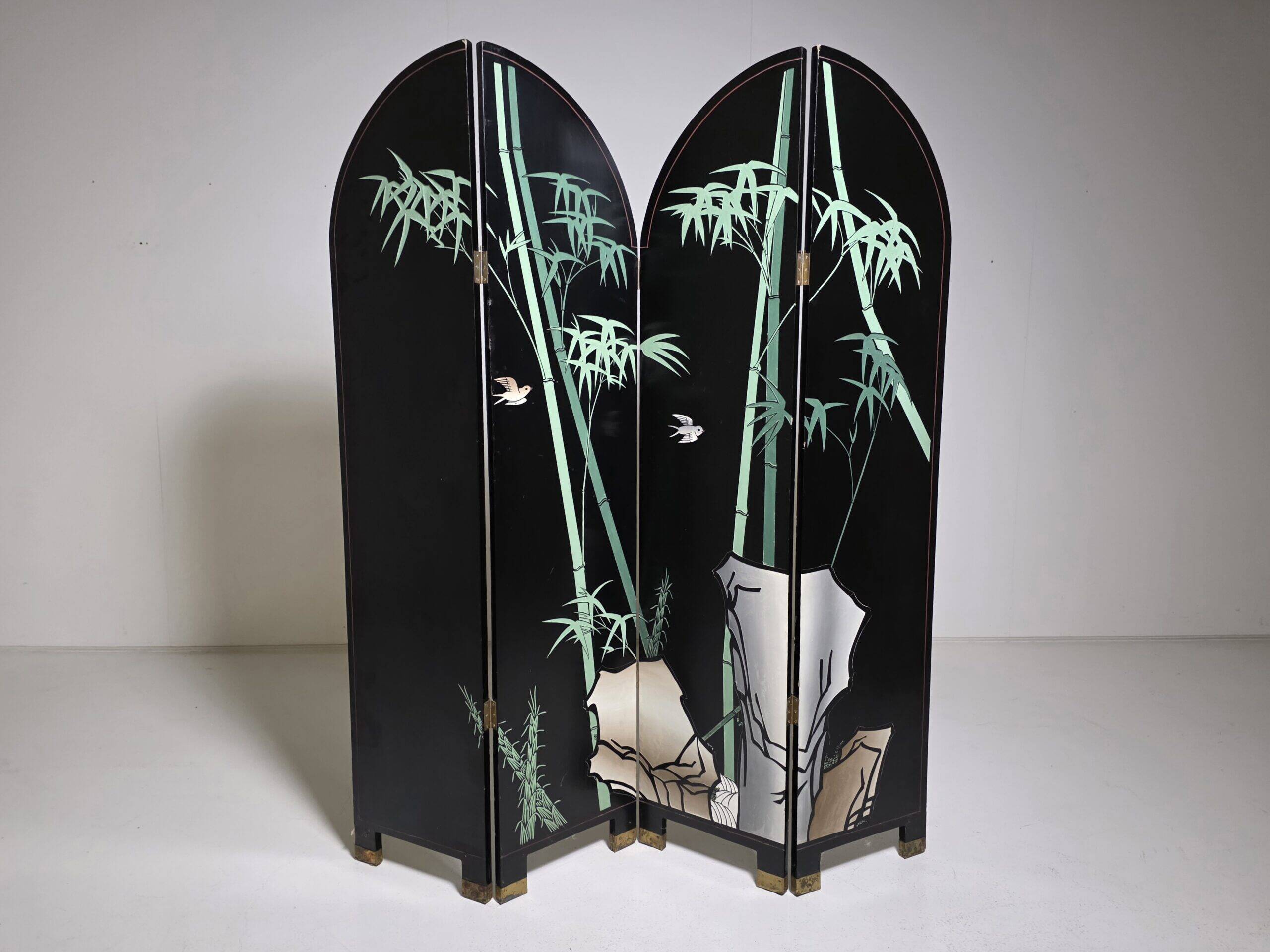 French four-panel room divider by Fournier Decoration Paris, 1980s
