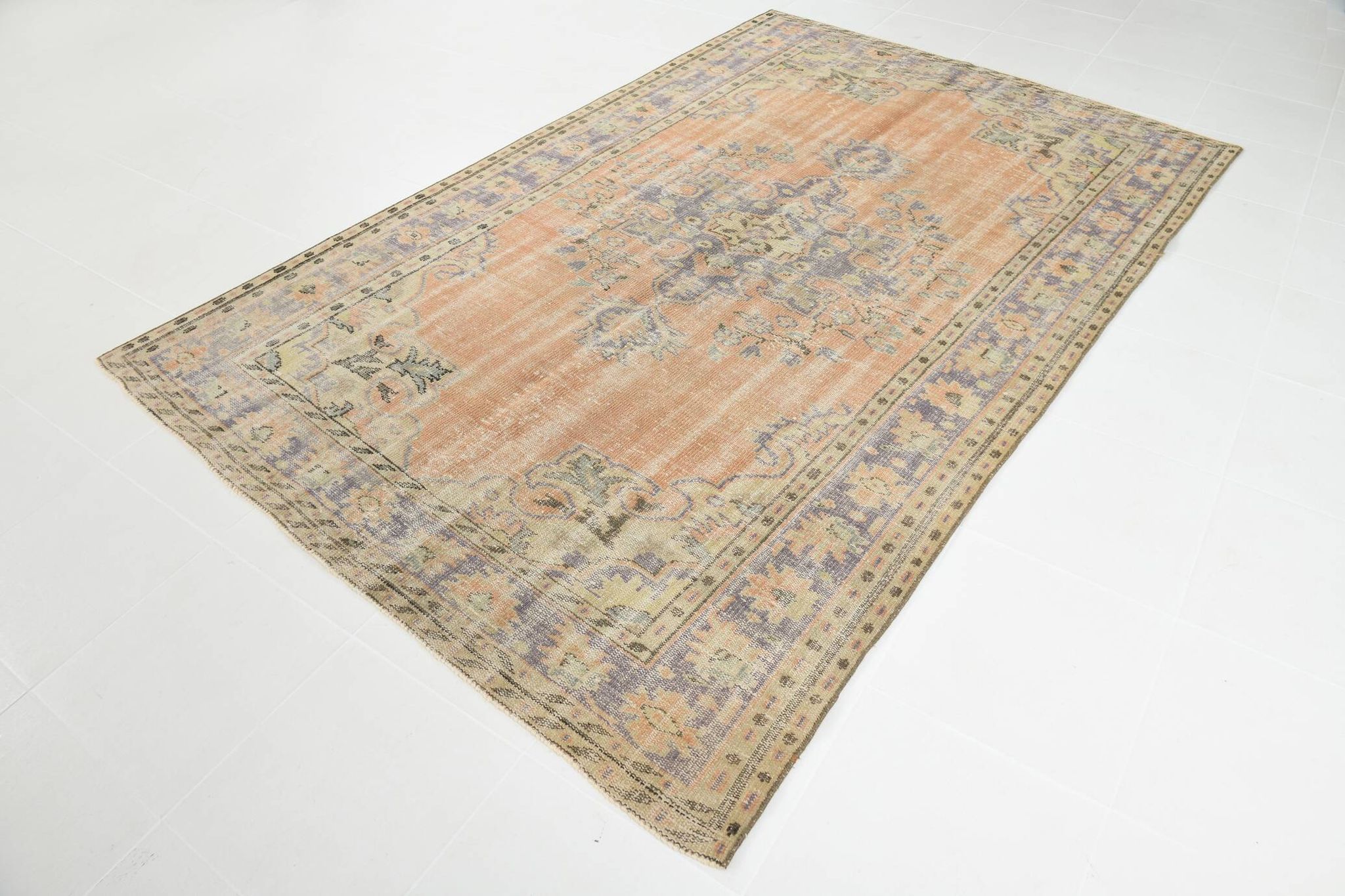 6x9 Peach & Cream Oriental Style Pattern Vintage Rug, 188x288Cm