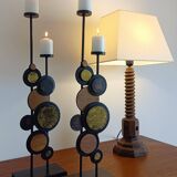 Large Mid-Century Italian Wrought Iron Candelabra, Psychedelic Design, 1970s