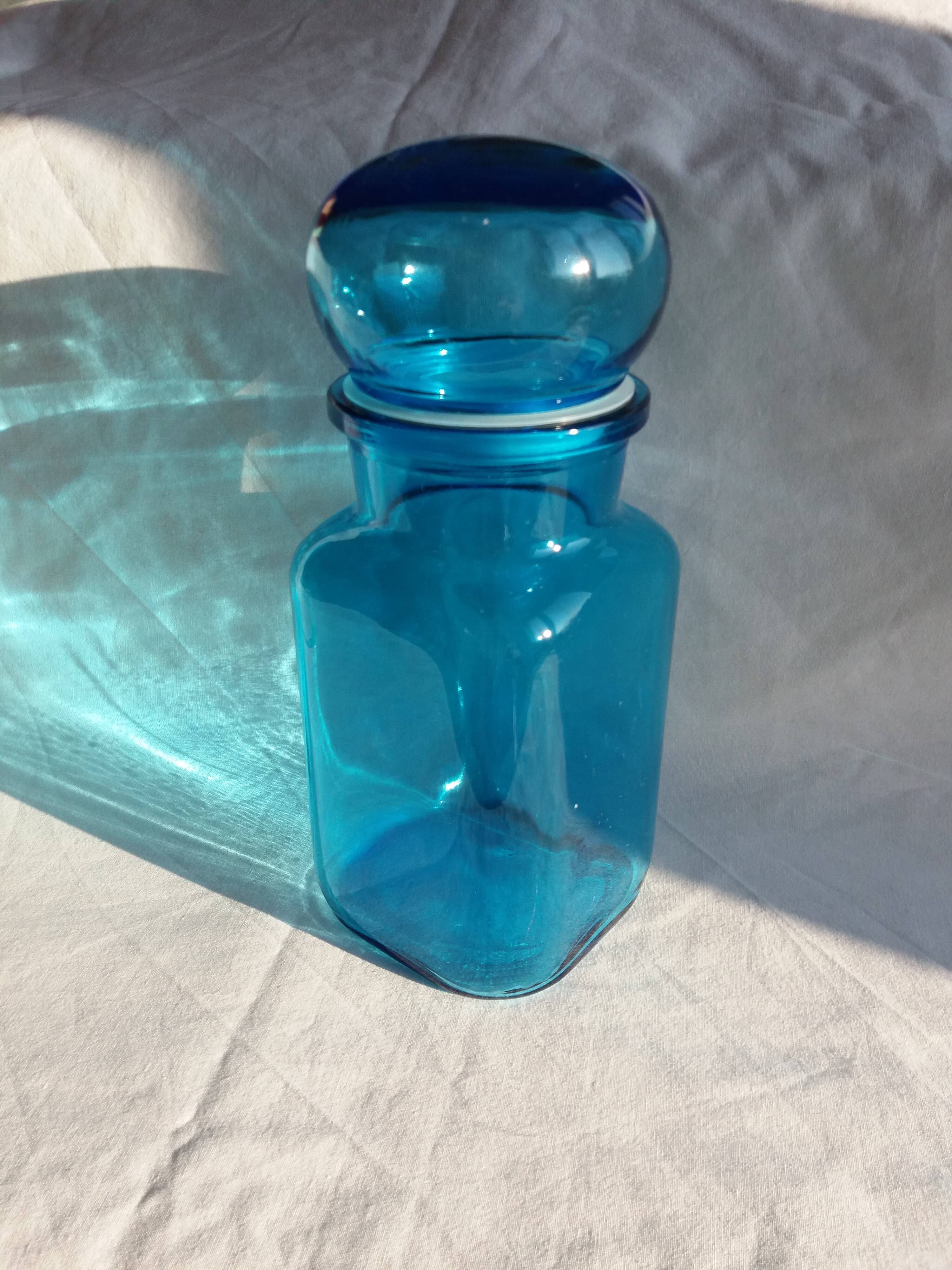Apothecary bottle airtight blue glass jar