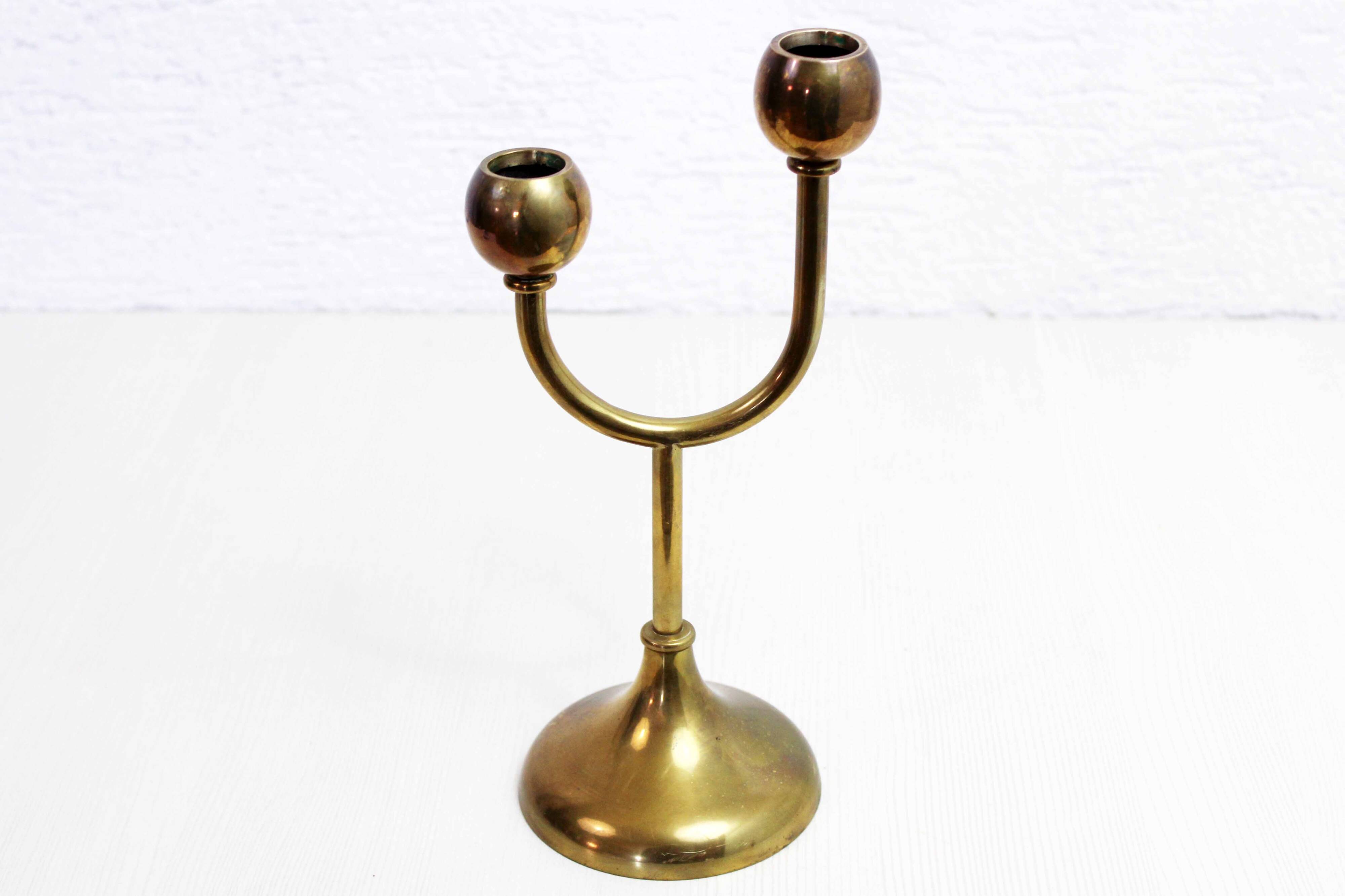 Double brass candle holder