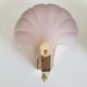 Pair of sconces shell pressed glass sand and golden steel 1970