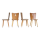 Set of four vintage brutalist wooden chairs from the 1960s.