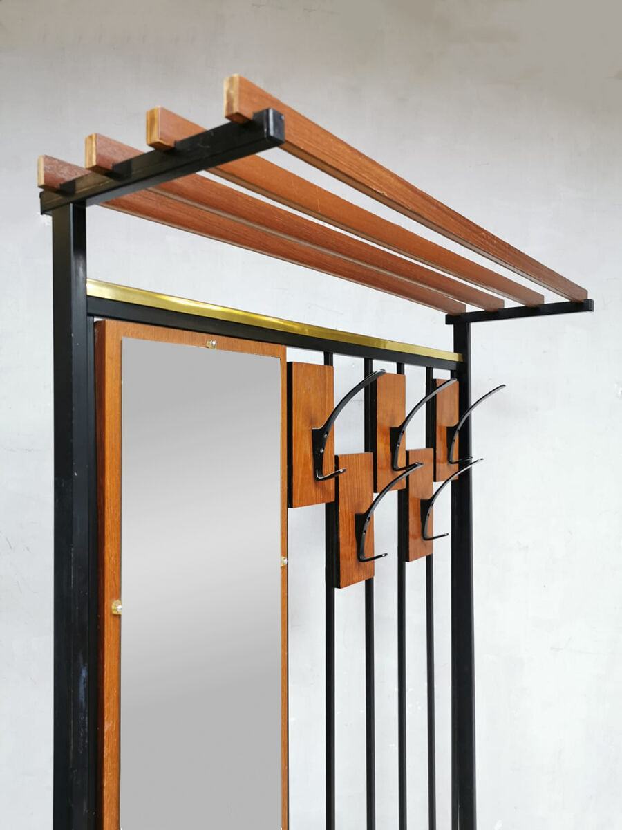 Midcentury vintage design coat & hat rack mirror