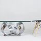 Knut Hesterberg. Table basse Space Age de Knut Hesterberg pour Ronald Schmitt, aluminium diamant, années 1970, Allemagne.