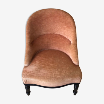 Fauteuil vintage en velours rose