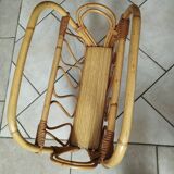 Vintage bamboo and rattan magazine rack from the 70s