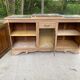 Renovated art deco sideboard in solid raw oak and gray marble 190cm