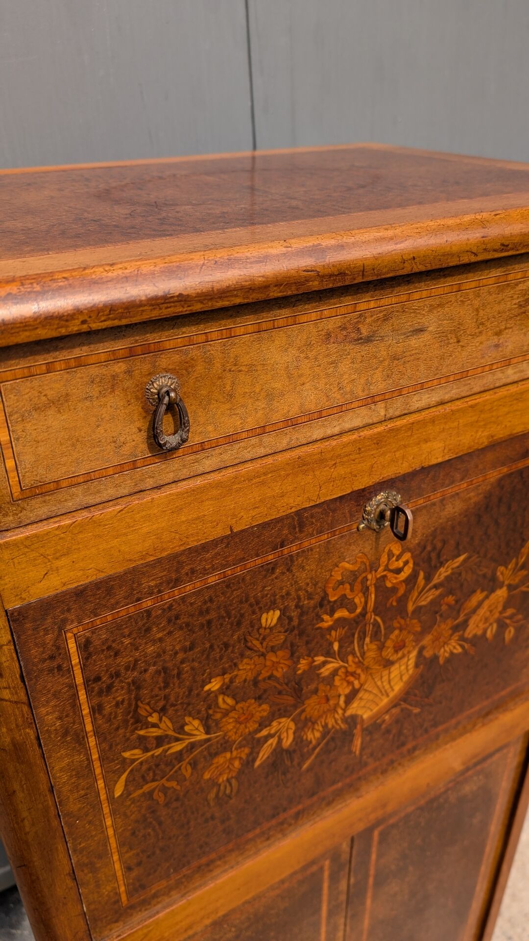 Antique marquetry secretary in Louis XVI style – late 19th / early 20th century