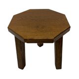Tables d'appoint hexagonales brutalistes en chêne, années 1950, lot de 3