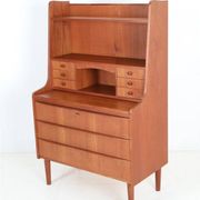 Tall mid-century teak secretary desk / Danish modern design / 1960s