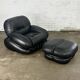 Okay armchair by Adriano Piazzesi in black leather with ottoman