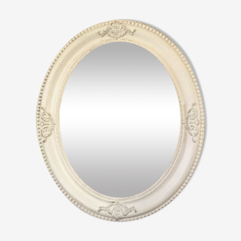 Oval mirror carved wood frame